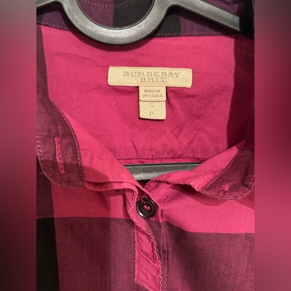 Burberry Brit Burgundy and Black Plaid Shirt - Picture 2 of 6